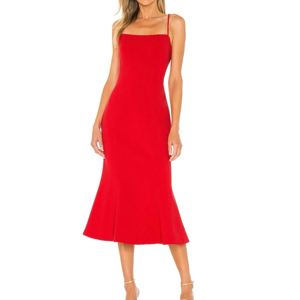 LIKELY REVOLVE Midi Carter Dress Scarlet US 4